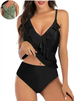Walmart DOKOTOO Women’s Ruffle Tankini – Tummy Control, High Waist Bottom, Quick Dry offer