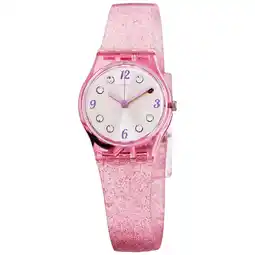 Walmart Swatch Rose Glistar Grey Dial Pink Glitter Silicone Leadies Watch LP132C offer