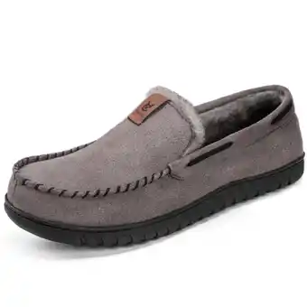 Walmart VeraCosy Men's Classic Moccasin Slippers Soft Faux Suede Memory Foam Closed-back Indoor House Shoes offer