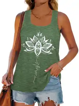 Walmart MOSHU Racerback Tank Tops for Women Vintage Mandala Graphic Shirts Casual Sleeveless Summer Tops offer