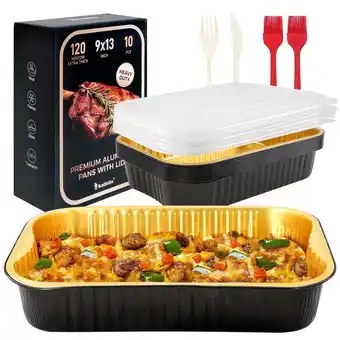Walmart Katbite 9x13 Heavy-Duty Black Gold Foil Pans with Lids (10 Pack), Double Thick, 9.5 lb Capacity offer