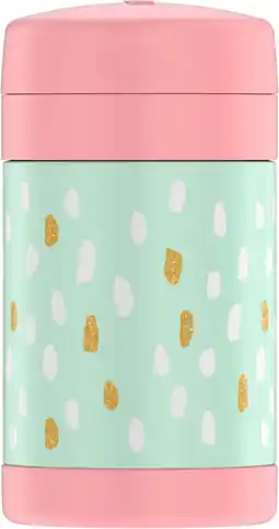 Walmart Thermos Stainless Steel Vacuum Insulated Food Jar with Spoon, Painted Dots, 16oz offer