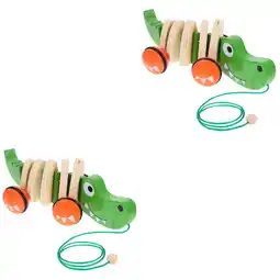 Walmart 2pcs Baby Pull Along Toy Wooden Toy Baby Tractor Plaything Toddler Toy offer