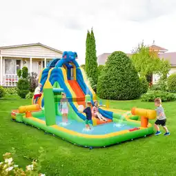 Walmart Auranook Inflatable Water Slide Giant Water Park for Kids Backyard Fun with 735W Blower offer
