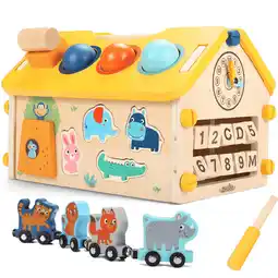 Walmart OATHX Baby Busy Board Activity Center Montessori Sensory Toys for Toddler Activity Cube Wood Toy offer
