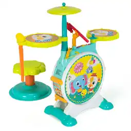 Walmart Costway 3-Piece Electric Kids Drum Set Musical Toy Gift w/Microphone Stool Pedal offer