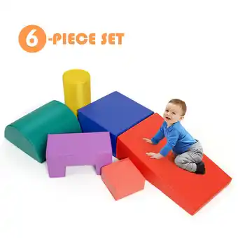 Walmart Gymax 6 Piece Climb Crawl Play Set Indoor Kids Baby Toddler Soft Safe Foam Blocks Toys offer