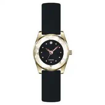 Walmart Time and Tru Women's Adult Gold Tone Cushion Case Watch with Faceted Bezel offer