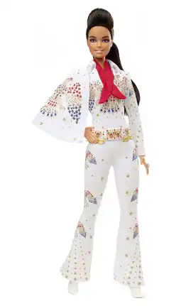 Walmart Barbie Signature Elvis Presley Collectible Barbie Doll Wearing American Eagle Jumpsuit offer