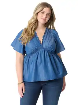 Walmart Jessica Simpson Women's Plus Oakleigh Baby Doll Peplum Top, Sizes 0X-5X offer