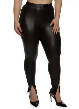 Walmart Womens Plus Size Faux Leather Split Hem Pants offer