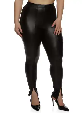 Walmart Womens Plus Size Faux Leather Split Hem Pants offer