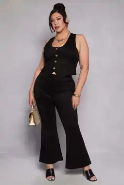 Walmart Womens Plus Size Faux Suede Flare Pants offer