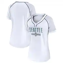 Walmart Women's Fanatics White Seattle Mariners Play Calling Raglan V-Neck T-Shirt offer