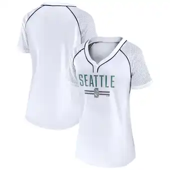 Walmart Women's Fanatics White Seattle Mariners Play Calling Raglan V-Neck T-Shirt offer