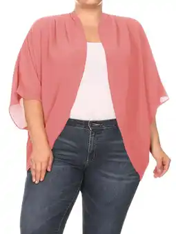 Walmart Women's Plus Size Loose Fit 3/4 Sleeves Kimono Style Open Front Solid Cardigan S-3XL offer