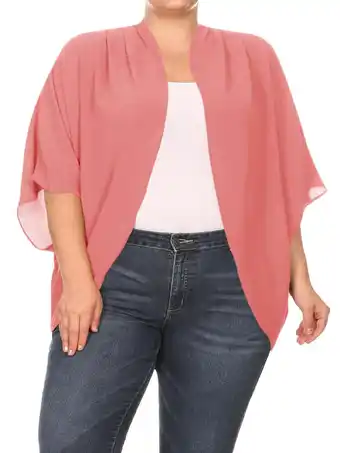Walmart Women's Plus Size Loose Fit 3/4 Sleeves Kimono Style Open Front Solid Cardigan S-3XL offer