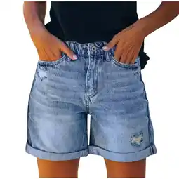 Walmart Shorts Womens Clearance Fashion Womens Pocket Jeans Pants Female Hole Bottom Sexy Casual Shorts offer
