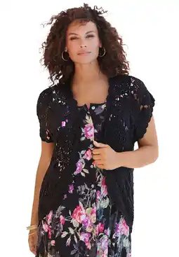 Walmart Roaman's Women's Plus Size Crochet Cardigan Sweater offer