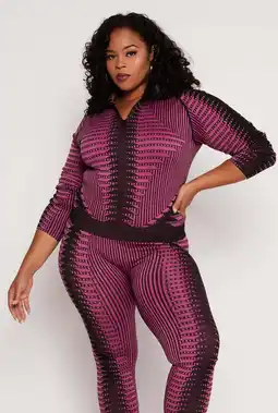 Walmart Womens Plus Size Psychedelic Print Quarter Zip Jacket offer