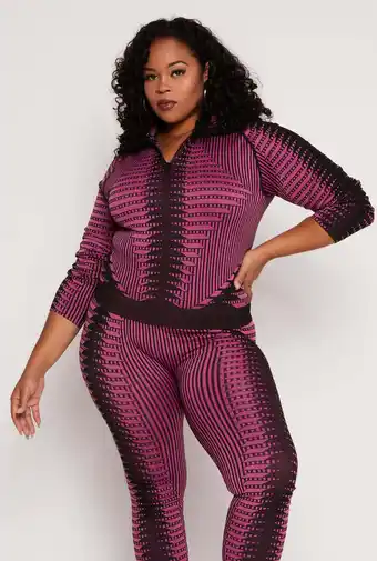Walmart Womens Plus Size Psychedelic Print Quarter Zip Jacket offer