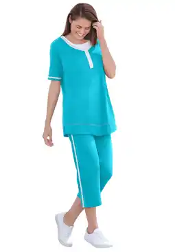 Walmart Woman Within Plus Size Contrast Stripe Capri Set offer