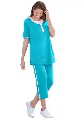 Walmart Woman Within Plus Size Contrast Stripe Capri Set offer