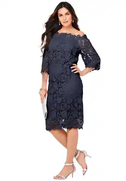 Walmart Roaman's Women's Plus Size Off The Shoulder Lace Dress offer