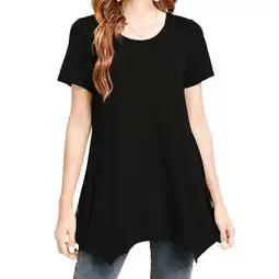 Walmart Womens Tunics Tops to Wear with Leggings Short Sleeve Floral Swing Tee Casual Loose Fit Blouse offer