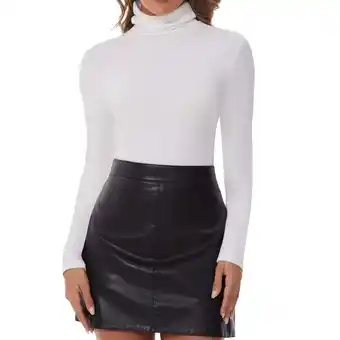 Walmart Joyshaper Women's Turtleneck Long Sleeve T-Shirt Basic Solid Color Slim Fit Top offer
