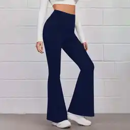 Walmart Women's Casual Slim High Elastic Waist Solid Color Sports Yoga Flare Pants offer