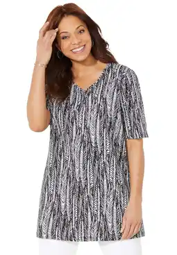 Walmart Catherines Women's Plus Size Easy Fit Short Sleeve V-Neck Tunic offer