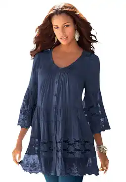 Walmart Roaman's Women's Plus Size Illusion Lace Big Shirt offer