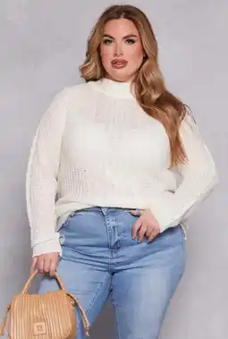 Walmart Womens Plus Size Cable Knit Shaker Sweater offer