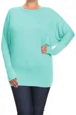 Walmart MOA COLLECTION Women's Plus Size Dolman Sleeve T-Shirt – Casual Solid Color Top offer