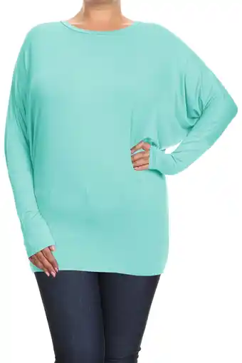Walmart MOA COLLECTION Women's Plus Size Dolman Sleeve T-Shirt – Casual Solid Color Top offer