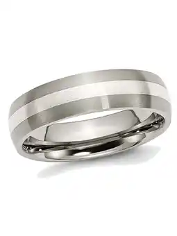 Walmart Mens Chisel 6mm Comfort Fit Satin Titanium Wedding Band Ring with Sterling Silver Inlay offer
