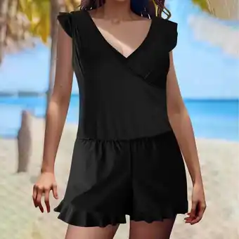 Walmart Juslio Women's Tankini Swimsuit One Piece Conservative Black Fashion Swimsuit L offer