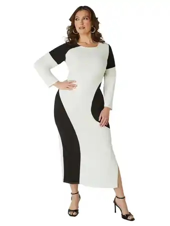 Walmart Ashley Stewart Women's Plus Polka Dot Fitted Dress, Sizes 10/12-26/28 offer