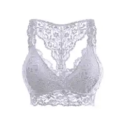 Walmart Patlollav Lingerie for Women's Plus Size Vest Crop Wire Free Bra Lace Lingerie Sexy V-Neck Underwear offer