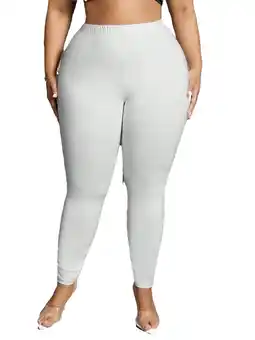 Walmart Women's Casual Plain Regular White Long Plus Size Leggings 0XL (12) offer