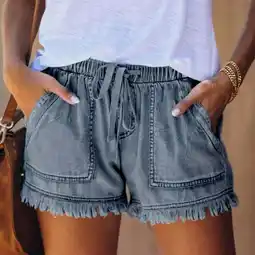 Walmart Sakmal Cut-off Shorts Womens Blue Jean Frayed Hem Denim Ripped Shorts with Pockets offer