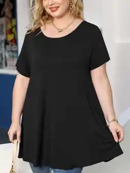 Walmart Plus Size Tops for Women Casual Short Sleeves T Shirts Flowy Blouses offer