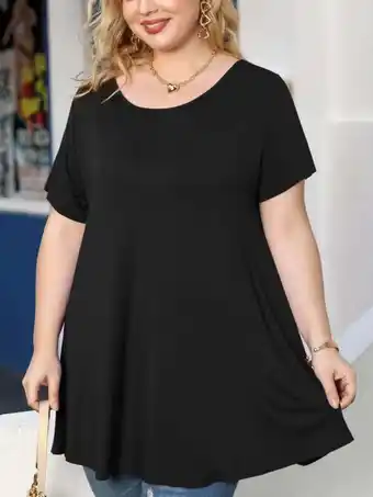 Walmart Plus Size Tops for Women Casual Short Sleeves T Shirts Flowy Blouses offer