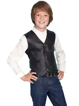 Walmart Scully Leather Kids Boys Black Lamb Western Vest S offer