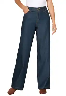 Walmart Woman Within Plus Size Tall Perfect Cotton Wide-Leg Denim Jean offer