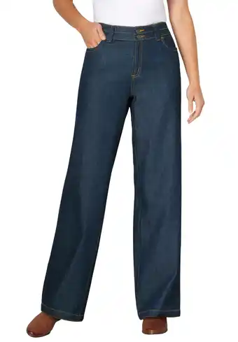 Walmart Woman Within Plus Size Tall Perfect Cotton Wide-Leg Denim Jean offer
