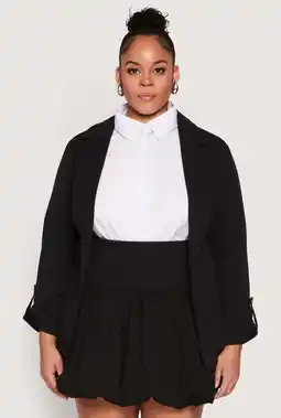 Walmart Womens Plus Size Tabbed Sleeve Crepe Knit Blazer offer