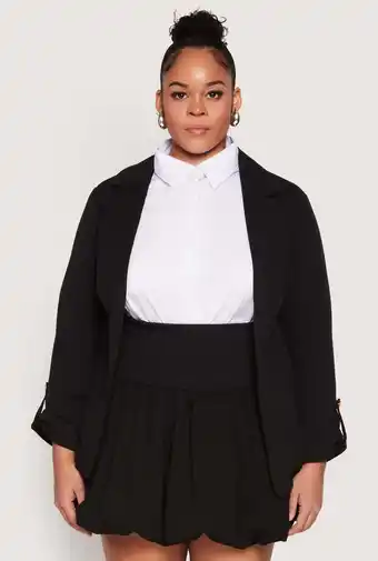 Walmart Womens Plus Size Tabbed Sleeve Crepe Knit Blazer offer