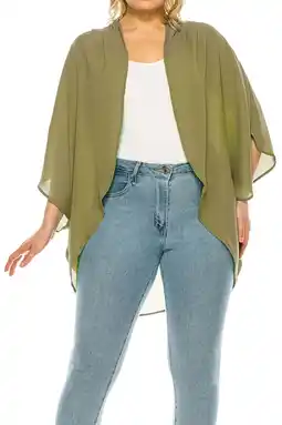 Walmart MOA Collection Women's Plus Size Casual Cardigan Loose Fit Soft Draped Kimono Sleeve offer